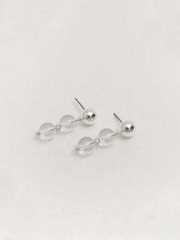 Crystal Duo Earrings Silver - SOSOO - BALAAN 1