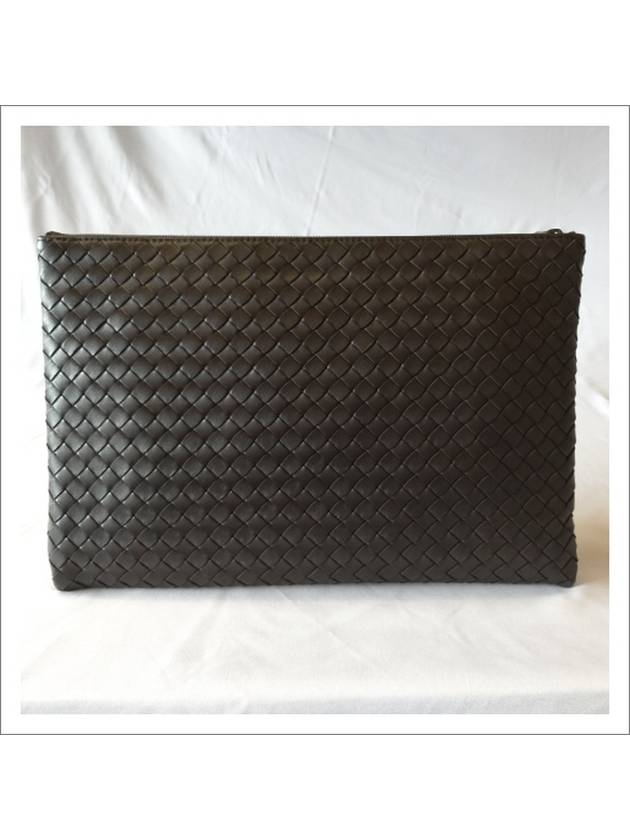 Intrecciato Document Leather Clutch Bag Dark Brown - BOTTEGA VENETA - BALAAN 2