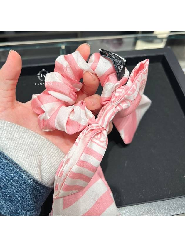 CC Logo Ribbon Stripe Silk Twilly Scrunch Hair Band Chouchou Gopchang Hair Band Scarf Bandeau AA8965 - CHANEL - BALAAN 3