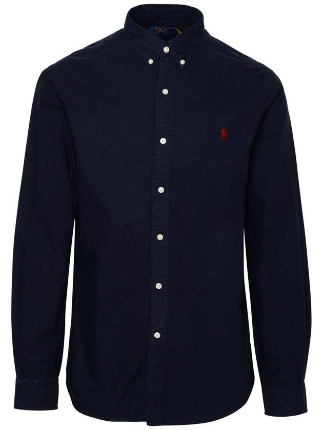 Men's Slim Fit Button Down Long Sleeve Shirt Navy - POLO RALPH LAUREN - BALAAN 2