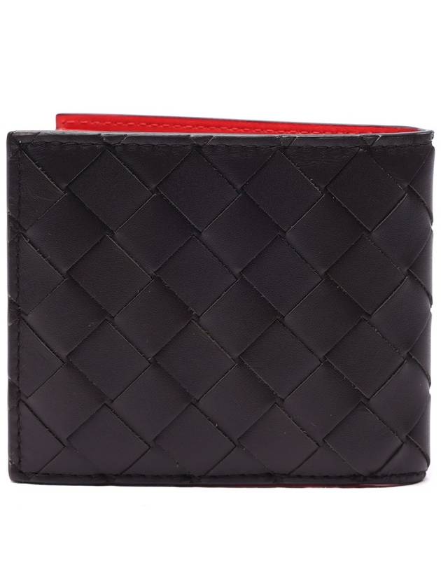 Intrecciato Two-Tone Half Wallet Black Red - BOTTEGA VENETA - BALAAN 5