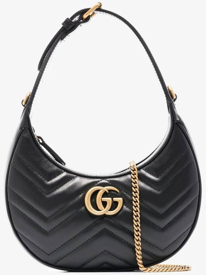 GG Marmont Half Moon Mini Bag Black - GUCCI - BALAAN 2