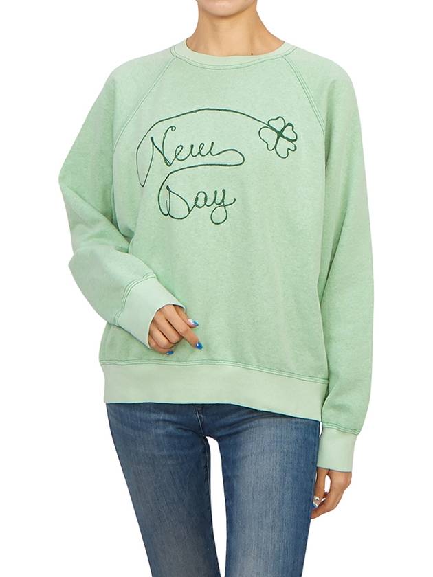 Women s brushed sweatshirt FR NEW DAY ESW KELLY GREEN W - WILD DONKEY - BALAAN 4