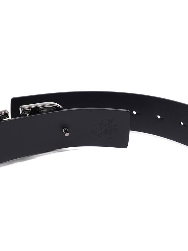 V Logo Signature Calfskin 40 MM Belt Black - VALENTINO - BALAAN 7