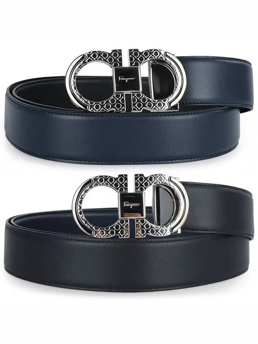 Men's Reversible Gancio Belt Blumarine Black 745870 670049 002 - SALVATORE FERRAGAMO - BALAAN 1