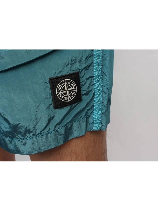 Men's Logo Patch Nylon Swim Shorts Blue - STONE ISLAND - BALAAN.