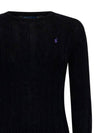 Embroidered Logo Pony Cable Knit Top Black - POLO RALPH LAUREN - BALAAN 4