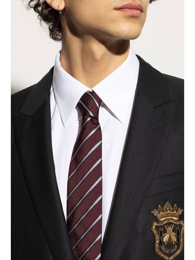 Dolce & Gabbana Silk Tie With Striped Pattern, Men's, Burgundy - DOLCE&GABBANA - BALAAN 2