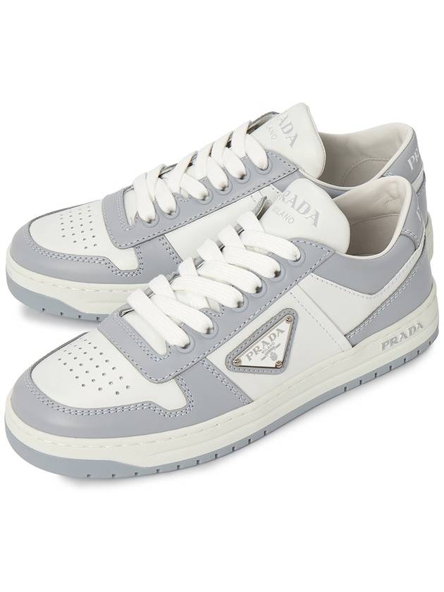 Downtown Perforated Leather Low Top Sneakers White Cornflower - PRADA - BALAAN 2