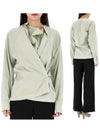 Women's Twisted Cotton Satin Blouse Light Sage - LEMAIRE - BALAAN 2