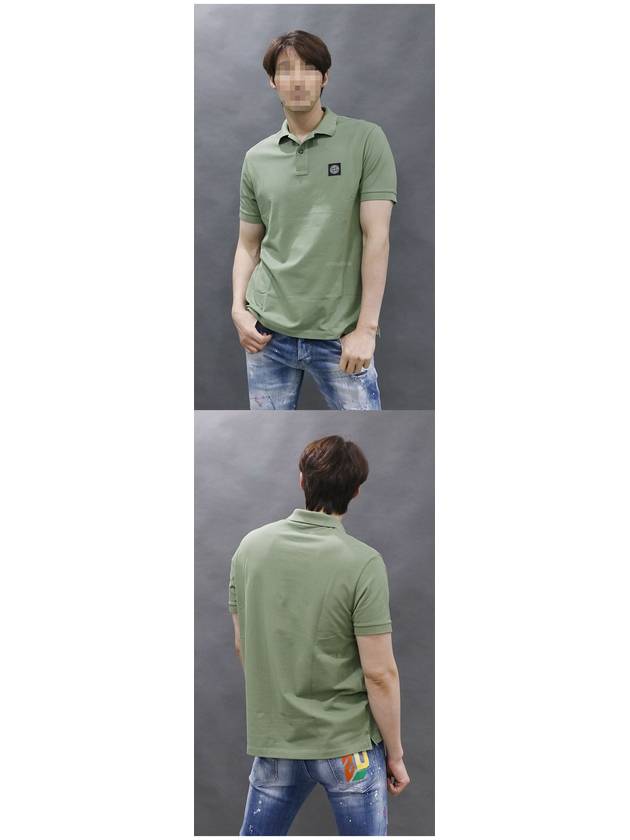 Men's Logo Patch Cotton Polo Shirt Green - STONE ISLAND - BALAAN 4