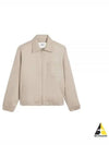 Heart Logo Zip-up Jacket Light Beige - AMI - BALAAN 2