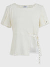 Ripple Wrinkle Chiffon Mix Strap Point Short Sleeve T Shirt - MICANE - BALAAN 7