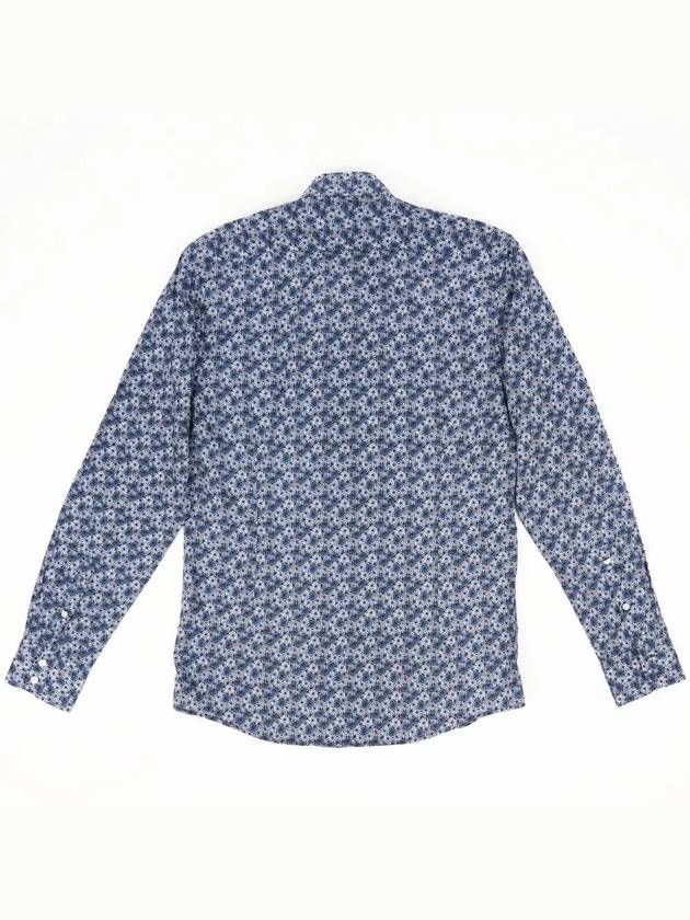 Blue flower pattern printing long sleeve shirt SH127 - IKALOOOK - BALAAN 2