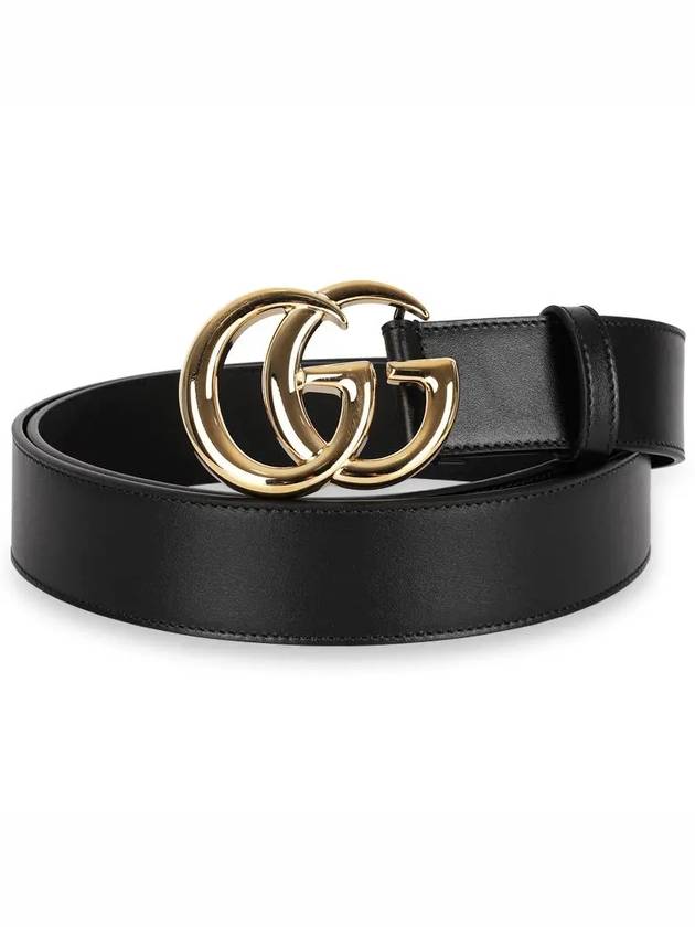 Double G Buckle Leather Belt Black - GUCCI - BALAAN 3
