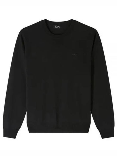 Embroidery Logo Wool Knit Top Black - A.P.C. - BALAAN 2