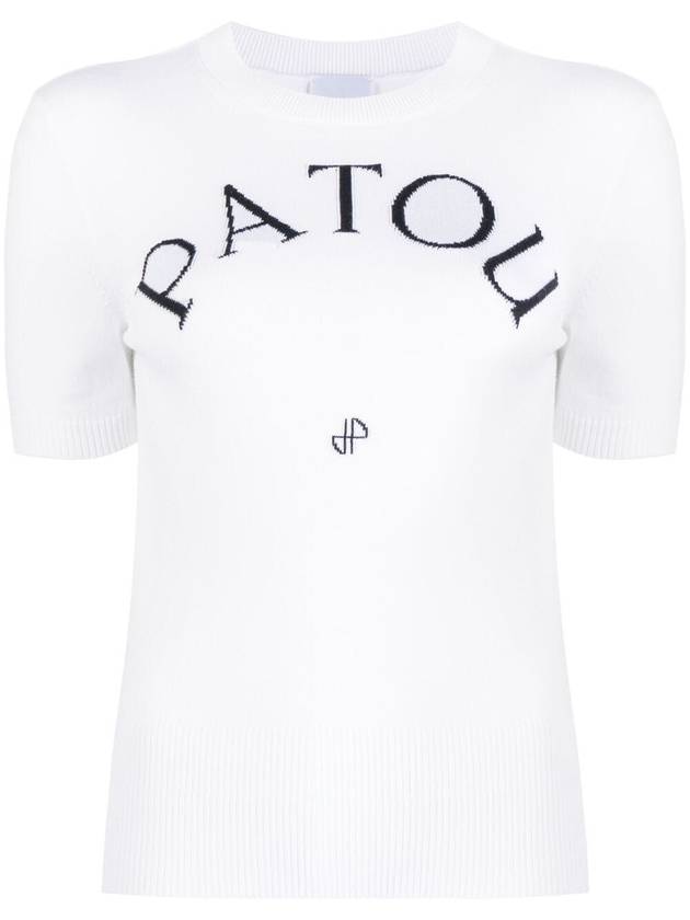 Women's Cotton Blend Jacquard Knit Top White - PATOU - BALAAN 2