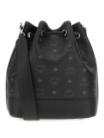 Dessau Drawstring Medium Bucket Bag Black - MCM - BALAAN 1