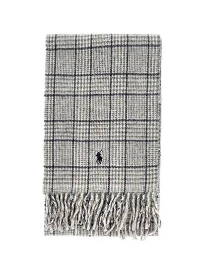 Pony Reversible Check Wool Muffler Grey - POLO RALPH LAUREN - BALAAN 2