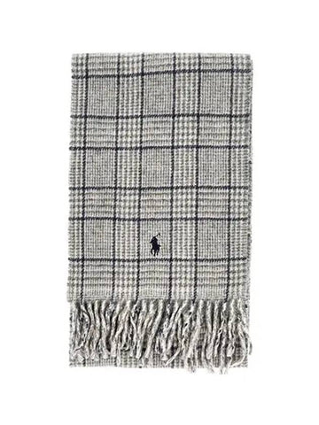 Pony Reversible Check Wool Muffler Grey - POLO RALPH LAUREN - BALAAN 1