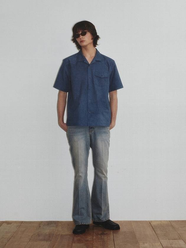 Western Dyed Milling Open Collar Shirt_Navy - KINETO - BALAAN 2