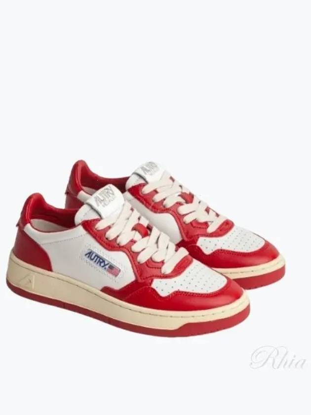 Men's Medalist Low Leather Sneakers White Red - AUTRY - BALAAN 2