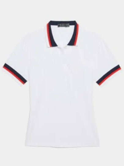 Women's Pleated Collar Tech Short Sleeve Polo Shirt White - G/FORE - BALAAN 2