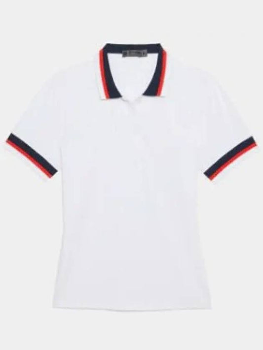 Women's Pleated Collar Tech Short Sleeve Polo Shirt White - G/FORE - BALAAN 2