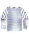 Minquiers Modern Stripe Long Sleeve T-Shirt White Blue - SAINT JAMES - BALAAN 2