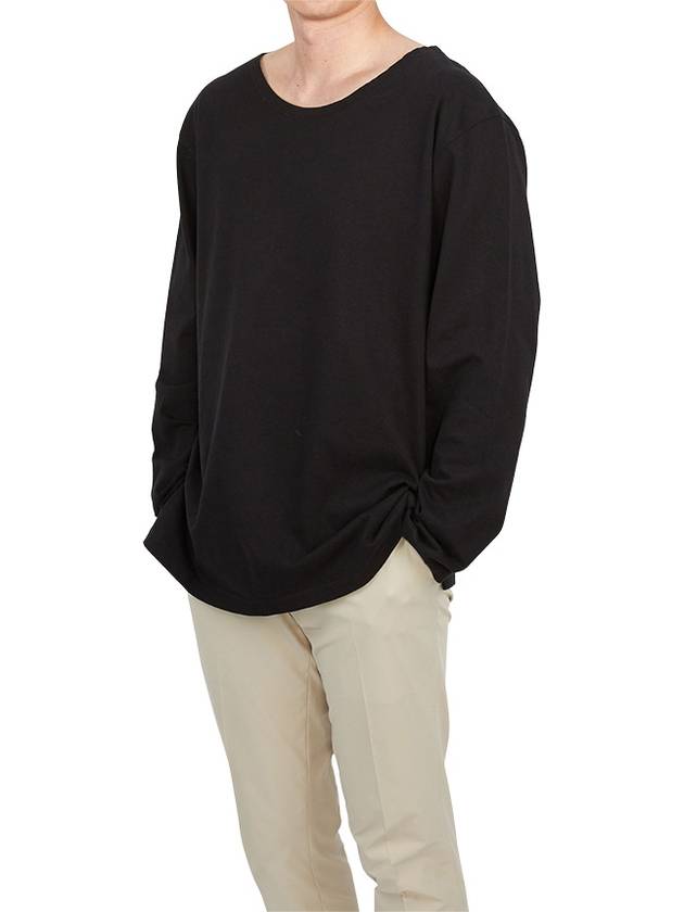 Wide Neck Cotton Long Sleeve T-Shirt Black - LEMAIRE - BALAAN 5