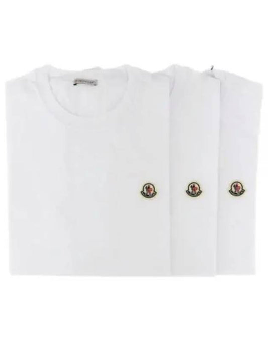 Logo Patch Short Sleeve T-Shirt 3 Pack White - MONCLER - BALAAN 1