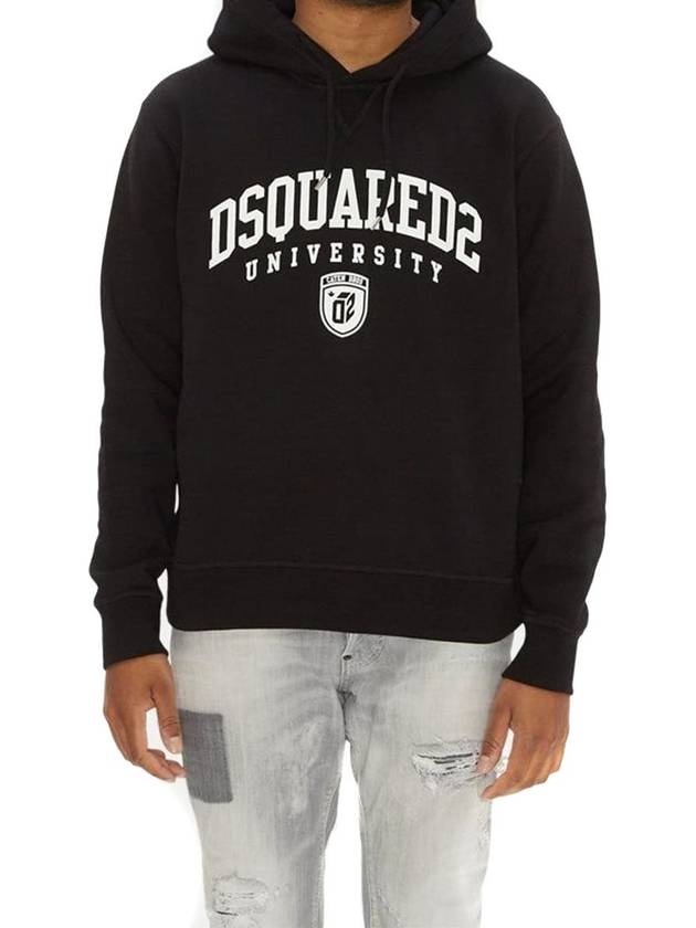 Logo Cotton Hoodie Black - DSQUARED2 - BALAAN 5