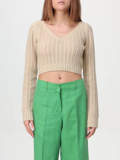 Ifrem Wool Cashmere Crop Knit Top Beige - MAX MARA - BALAAN 2