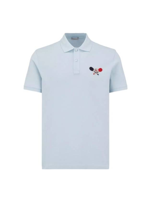 Tennis Logo Patch PK Shirt Light Blue - MONCLER - BALAAN 1