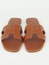 Oran Calfskin Slippers Gold Piqures Ecrues - HERMES - BALAAN 3