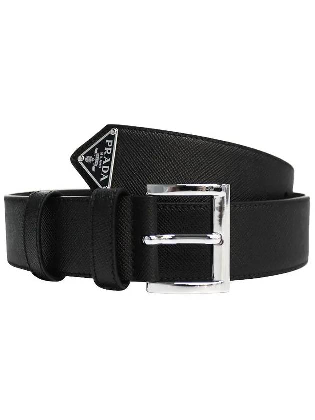 Saffiano Leather Belt Black - PRADA - BALAAN 2