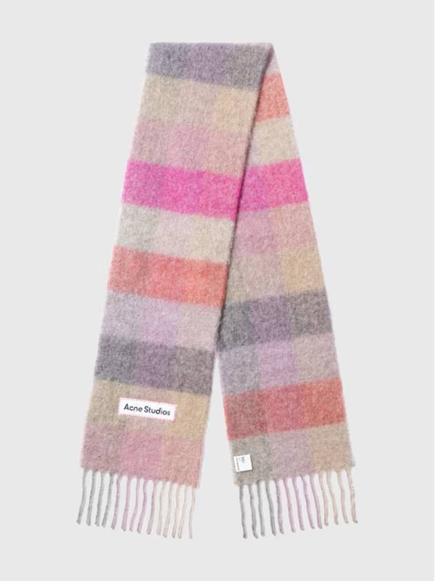 Check Mohair Muffler Fuchsia Lilac Pink - ACNE STUDIOS - BALAAN 6