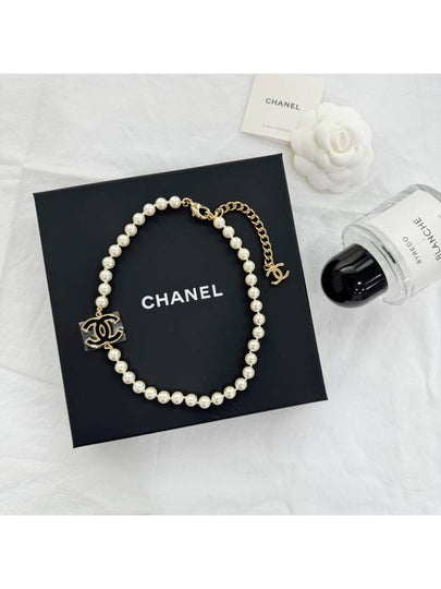 CC Logo Pearl Choker Necklace Black Gold - CHANEL - BALAAN 2