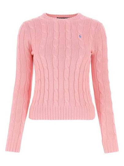 Embroidered Logo Pony Cable Knit Top Pink - POLO RALPH LAUREN - BALAAN 2