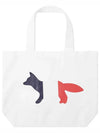 Tricolor Fox Tote Bag White - MAISON KITSUNE - BALAAN 2