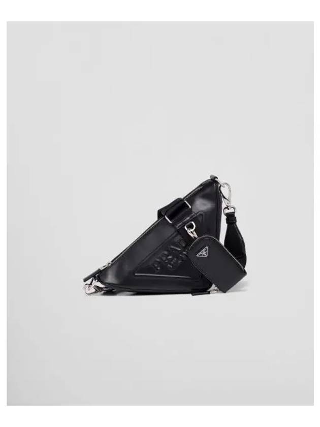 Triangle Leather Shoulder Bag Black - PRADA - BALAAN 2