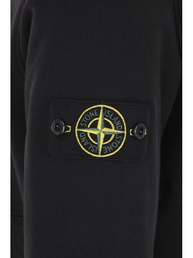 6100045 Organic Cotton Fleece Drawstring Hoodie Black - STONE ISLAND - BALAAN 4