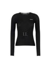 Intarsia Logo Cashmere Knit Top Black - MIU MIU - BALAAN 2