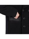 Men's Wool Pea Double Coat Black - BURBERRY - BALAAN 11
