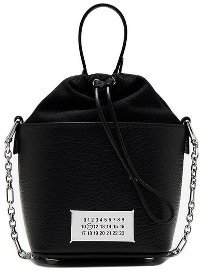 5AC Number Logo Texture Leather Bucket Bag Black - MAISON MARGIELA - BALAAN 2