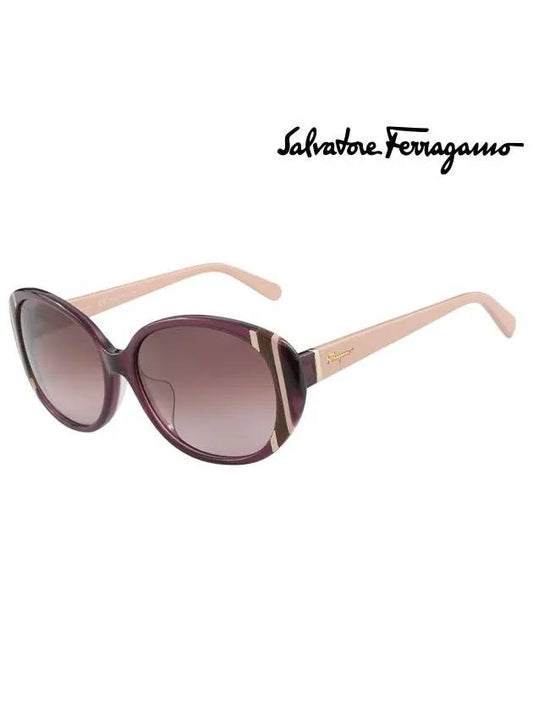 Eyewear Logo Round Sunglasses Shiny Violet - SALVATORE FERRAGAMO - BALAAN 1