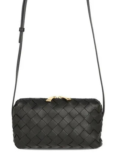 Intrecciato Lamb Leather Mini Cross Bag Black - BOTTEGA VENETA - BALAAN 2