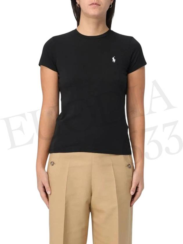 Women's Embroidery Logo Crew Neck Cotton Short Sleeve T-Shirt Black - POLO RALPH LAUREN - BALAAN 3