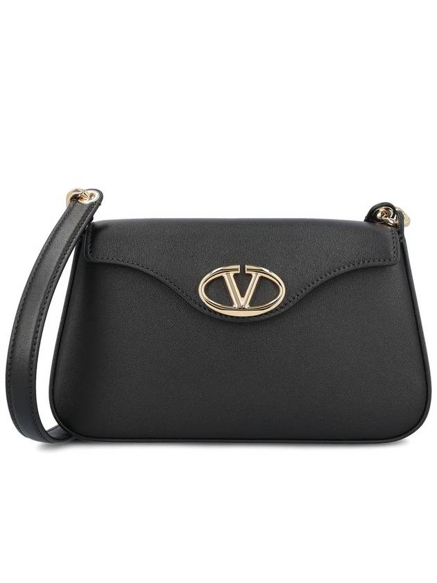 Logo Plaque Fold Over Cross Bag Black - VALENTINO - BALAAN 5