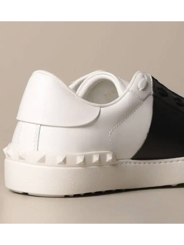 Men's Hidden Strap Rockstud Color Contrast Sneakers White Black - VALENTINO - BALAAN 5